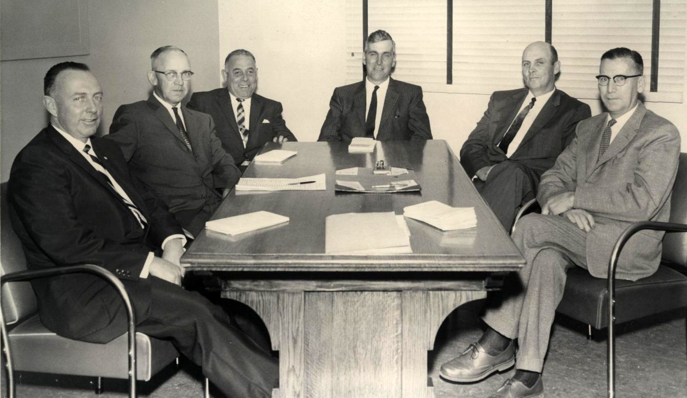 (Left to Right) Jim Howell, Jim Oliver, Stan Seaton, Earl Durham, George VanSickle, Howard Edy